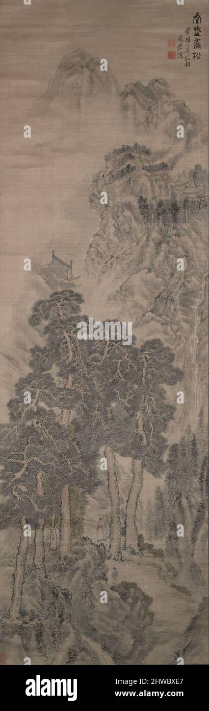 Pini nobili sul monte Tai. Artista: Zhang Hong, cinese, 1577–ca. 1652 Foto Stock