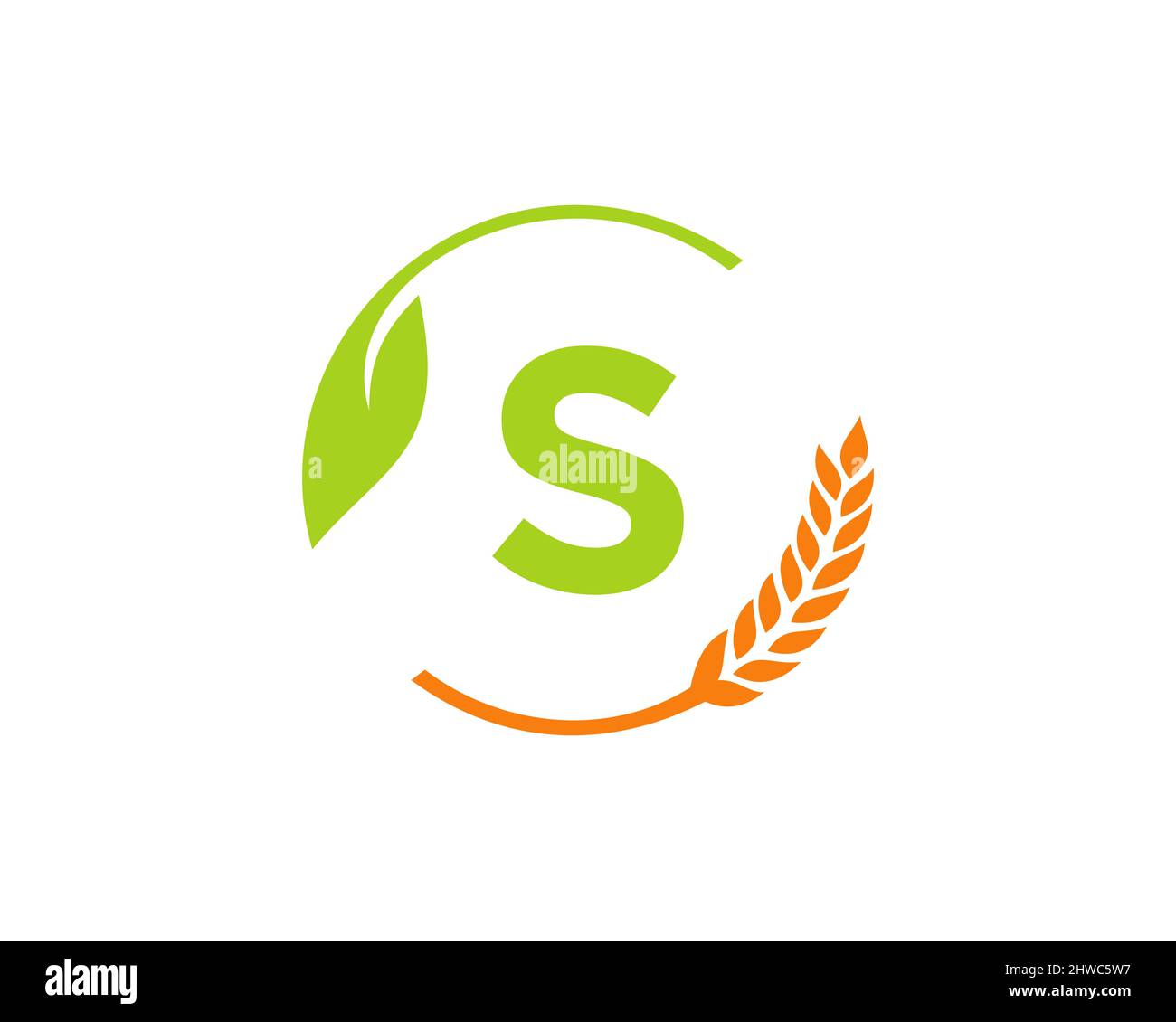 Logo Agriculture sul concetto di lettera S. Logo design agricolo e agricolo. AgribBusiness, Eco-fattoria e disegno rurale con lettera S modello Illustrazione Vettoriale