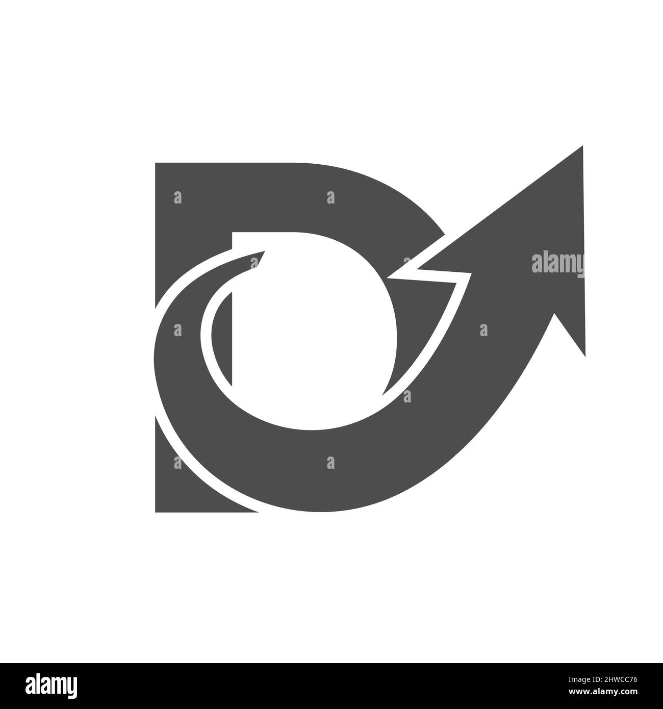 Logo di marketing finanziario sulla lettera D, concetto di freccia di crescita iniziale. Modello di progettazione del logo per la gestione finanziaria e contabile Illustrazione Vettoriale