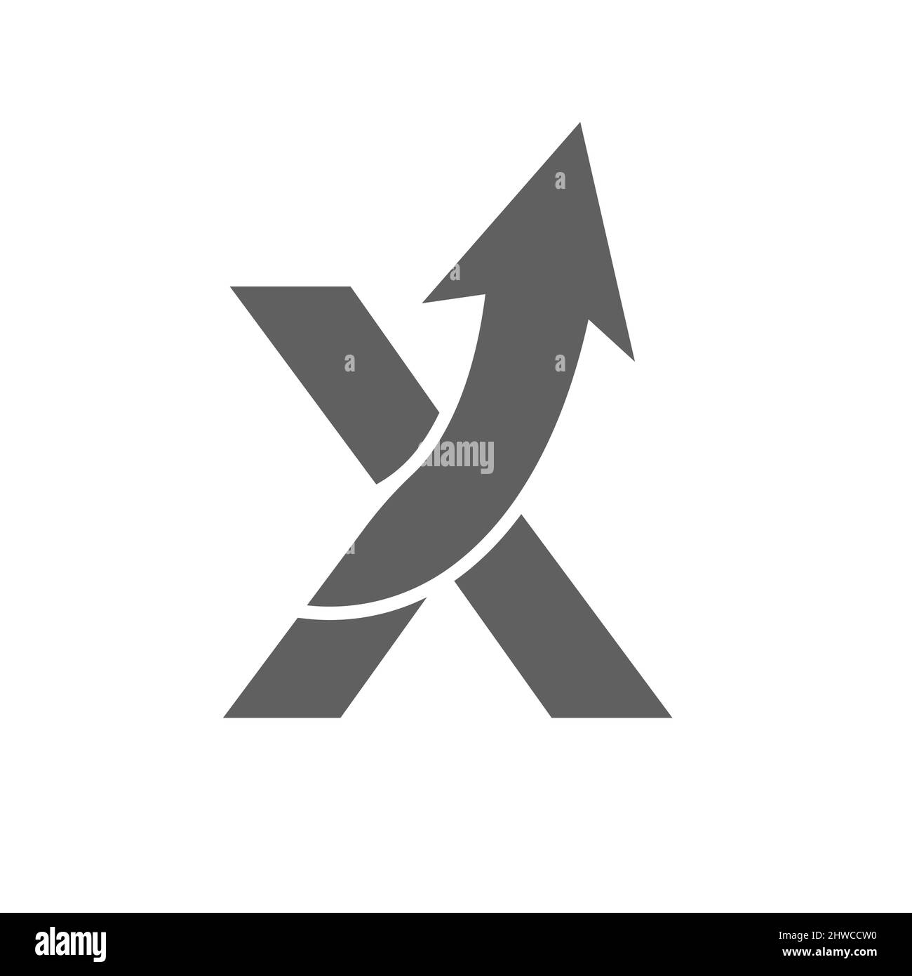 Logo di marketing finanziario sulla lettera X, concetto di freccia di crescita iniziale. Modello di progettazione del logo per la gestione finanziaria e contabile Illustrazione Vettoriale