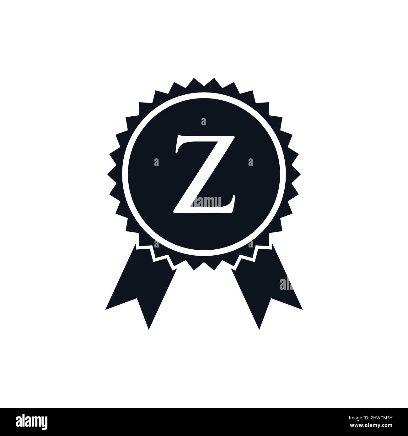 Badge di medaglia certificato per il vincitore del premio sul modello con logo Z. Logo del marchio Best seller su Letter Z Vector Illustrazione Vettoriale