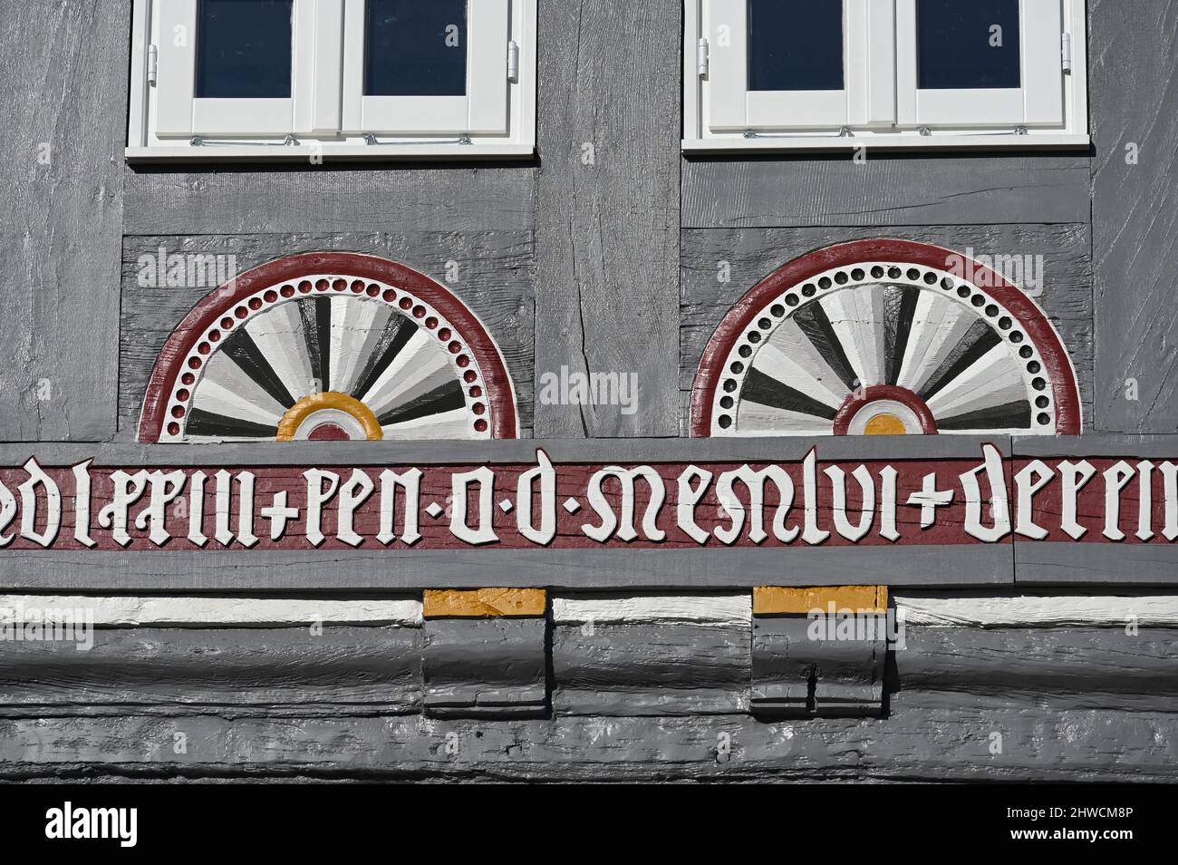 Facciata a graticcio del Rinascimento Weser a Stadthagen Foto Stock