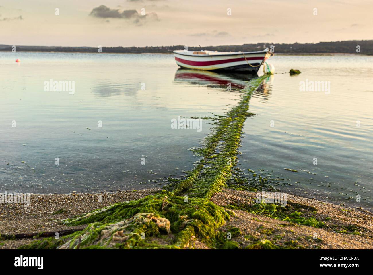 Belle vecchie barche da pesca che poggiano sul lago Foto Stock