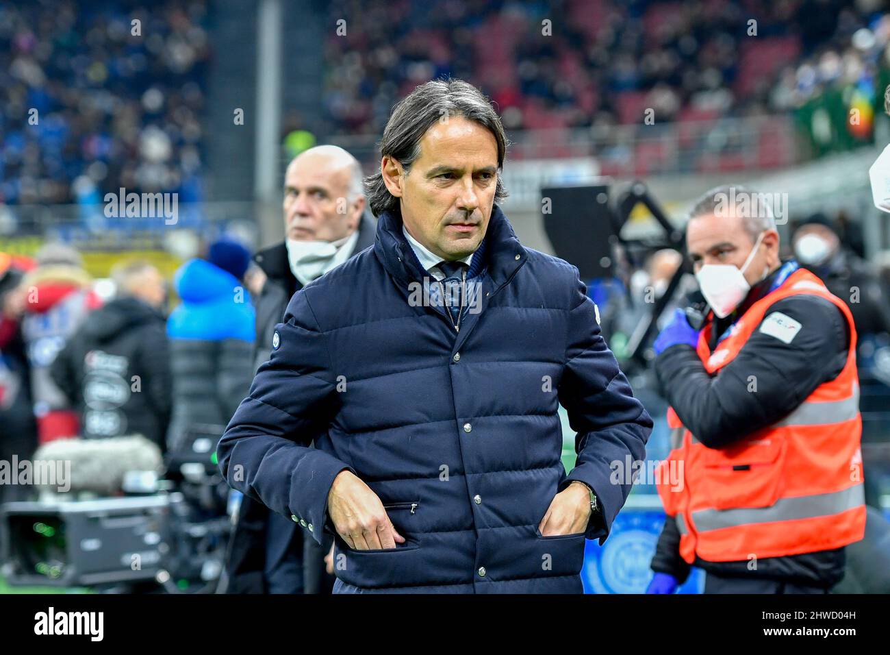 Milano, Italia. 04th Mar 2022. Il manager Simone Inzaghi dell'Inter ha visto in serie una partita tra Inter e Salernitana a Giuseppe Meazza di Milano. (Photo Credit: Gonzales Photo/Alamy Live News Foto Stock