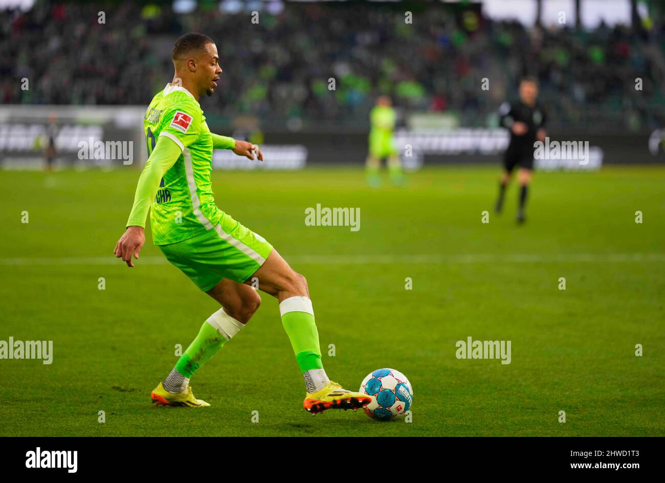 Wolfsburg, Germania, 5 marzo 2022: Lukas Nmecha di VfL Wolfsburg durante Wolfsburg vs Union Berlin, Bundesliga, alla Volkswagen Arena. Prezzo Kim/CSM. Foto Stock