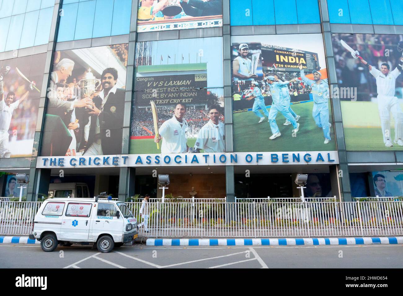 Kolkata, Bengala Occidentale, India - 12th Gennaio 2020 : Vista frontale dell'Eden Gradens, ufficio DEL CAB o Cricket Association del Bengala. cri, famoso in tutto il mondo Foto Stock