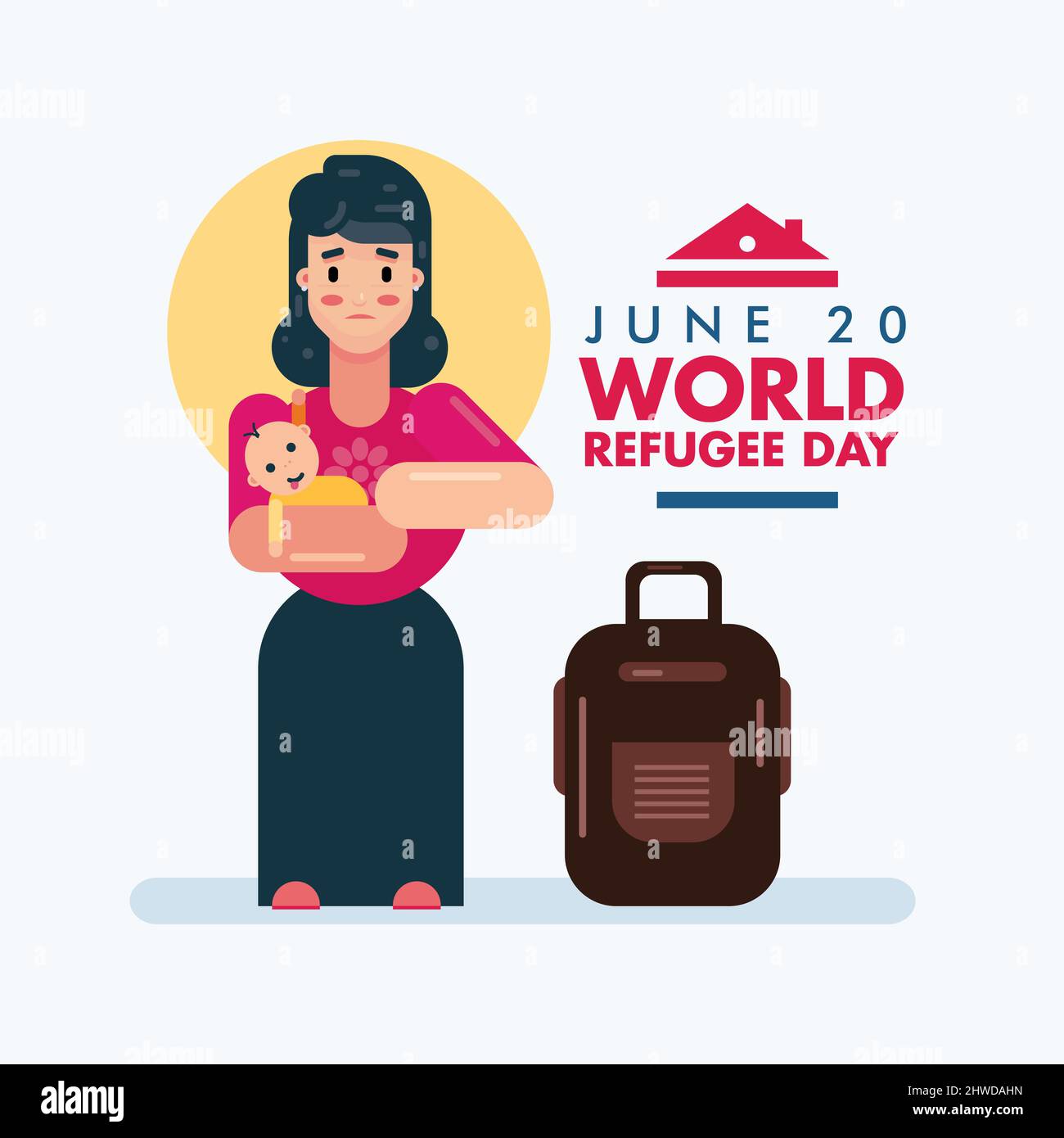 ILLUSTRAZIONE VETTORIALE PER LA GIORNATA MONDIALE DEI RIFUGIATI - DISEGNO DEL POSTER DEL 20TH GIUGNO Illustrazione Vettoriale