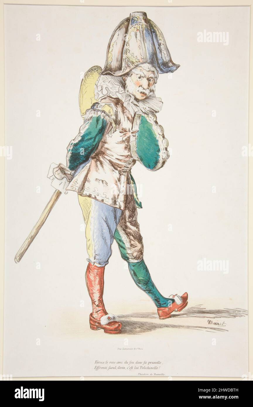 Polichinelle. Artista: Édouard Manet, francese, 1832–1883Printer: Lemercier & Cie, Parigi, fondata nel 1828 Foto Stock