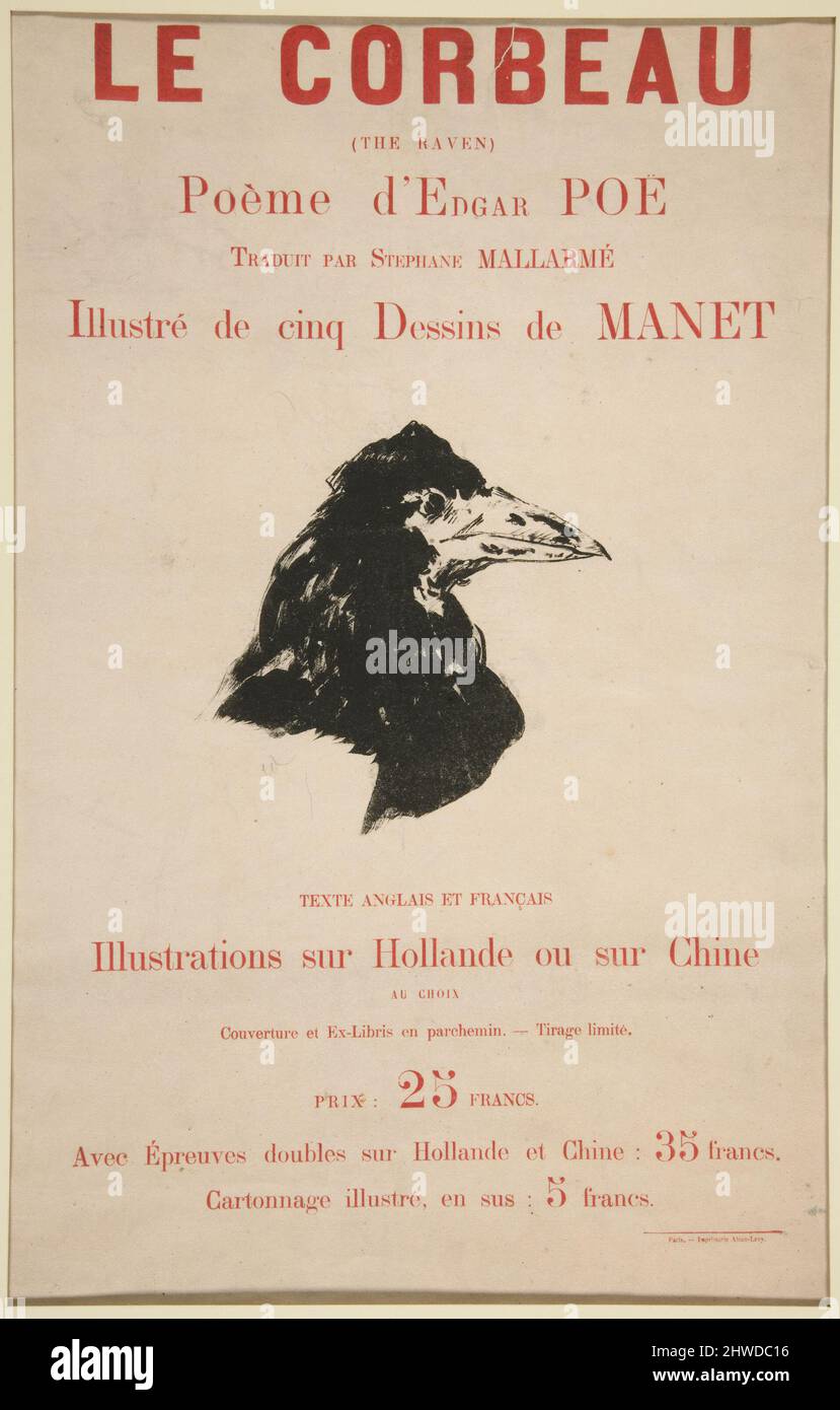 Frontespizio per la traduzione di Mallarmé del “The Raven” di PoE. Artista: Édouard Manet, francese, 1832–1883 Foto Stock