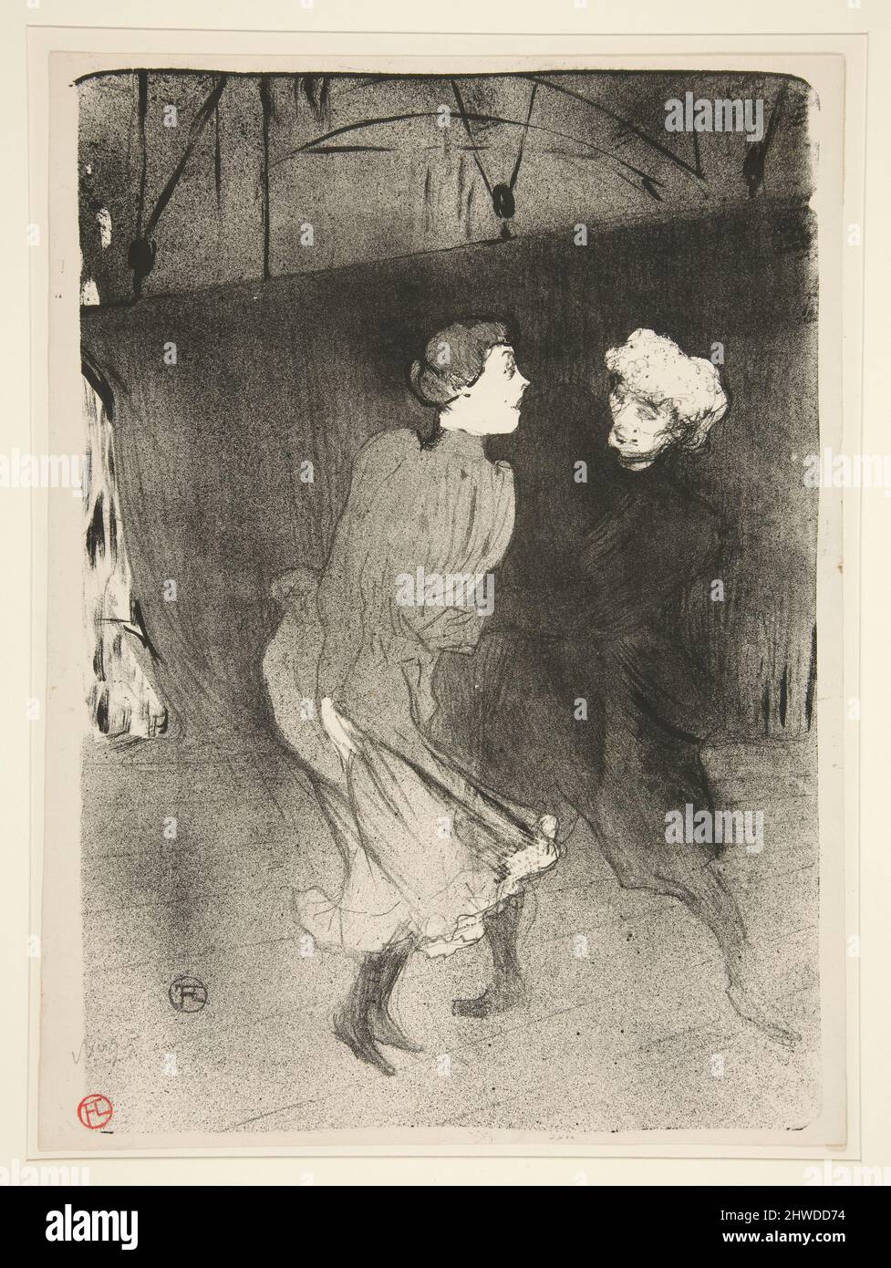 RÉPÉTITION générale aux Folies-Bergère - Emilenne D’Alenon et Mariquita (prove alle Folies-Bergère - Emilienne D’Alecon e Mariquita). Artista: Henri de Toulouse-Lautrec, francese, 1864–1901Printer: Edward Ancourt, francese, nato nel 1841 Foto Stock