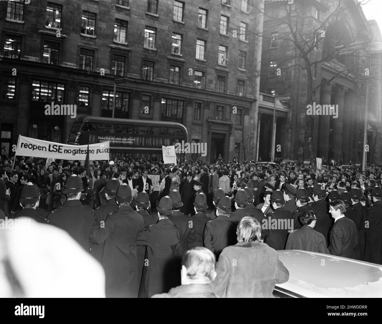 Dimostrazione degli studenti della London School of Ecomonics (LSE). 27th gennaio 1969. Foto Stock