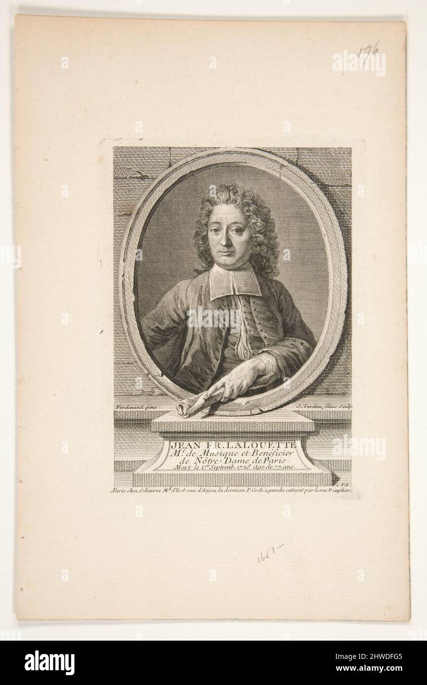 Ritratto di Jean Francis Lalouette. Artista: Jacques Nicolas Tardieu, francese, 1716–1791After: Louis Ferdinand Elle, il Vecchio, francese, 1612–1689 Foto Stock