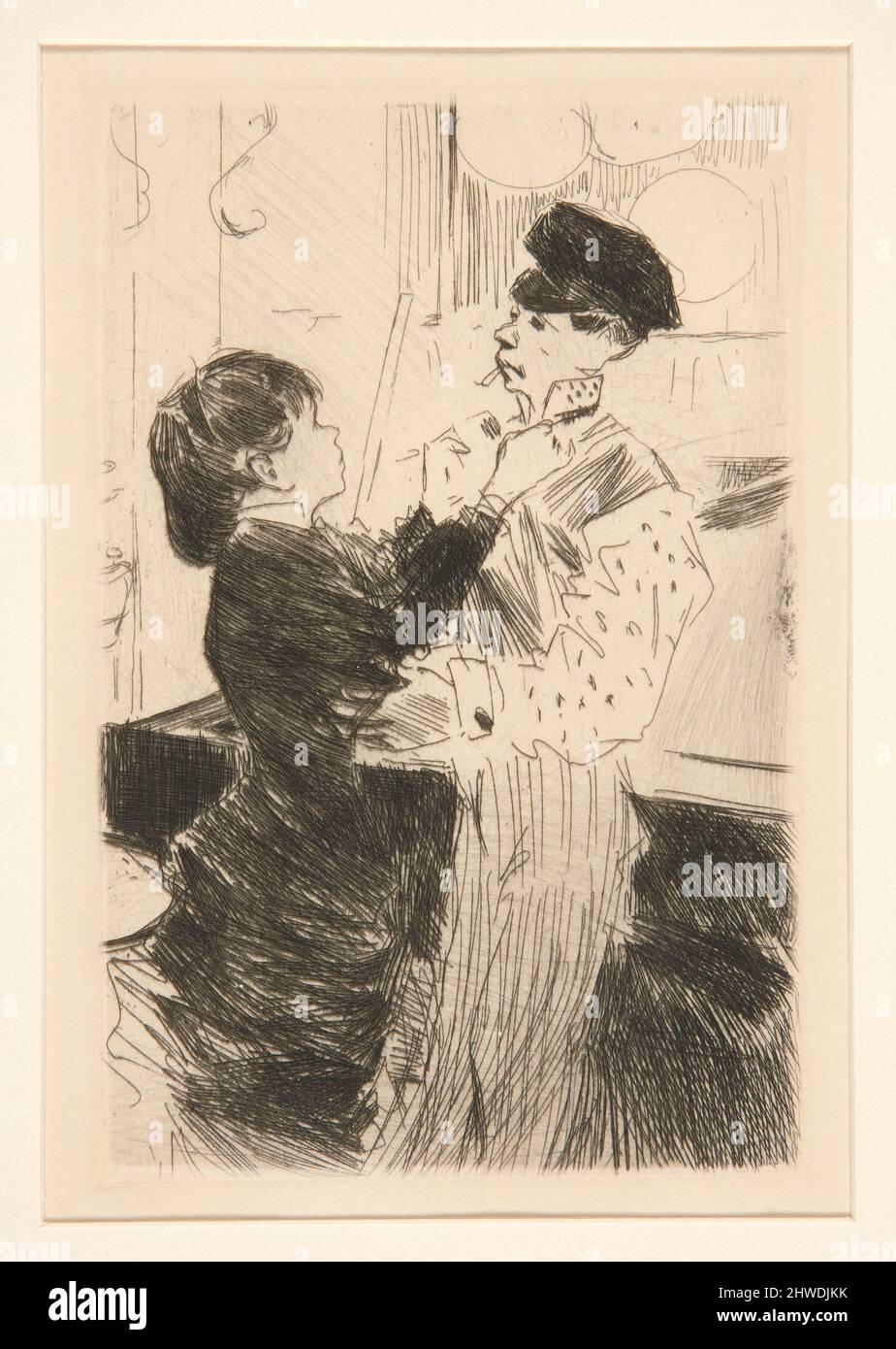Le noeud de la cravate (annodando la cravatta). Artista: Jean-Louis Forain, francese, 1852–1931 Foto Stock
