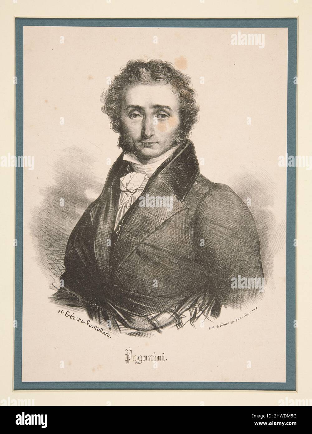 Ritratto di Niccolò Paganini. Artista: Henri-Gérard Fontallard, francese, ca. 1798–1843 Foto Stock