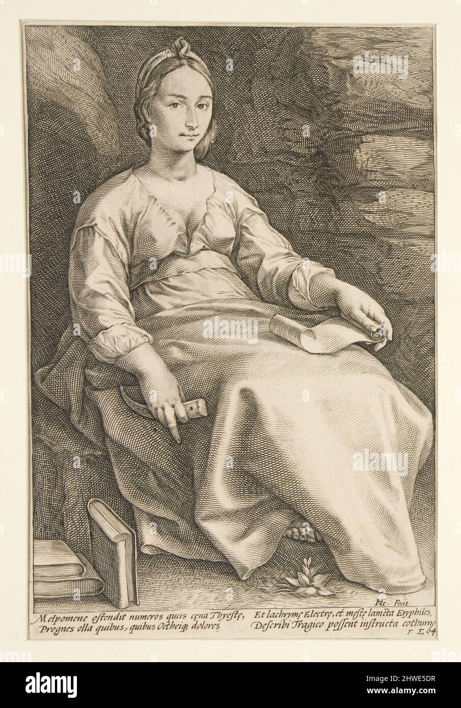 Le nove Muse: Melpomene, #3 in una serie di 9. Artista: Hendrick Goltzius, olandese, 1558–1617 Foto Stock