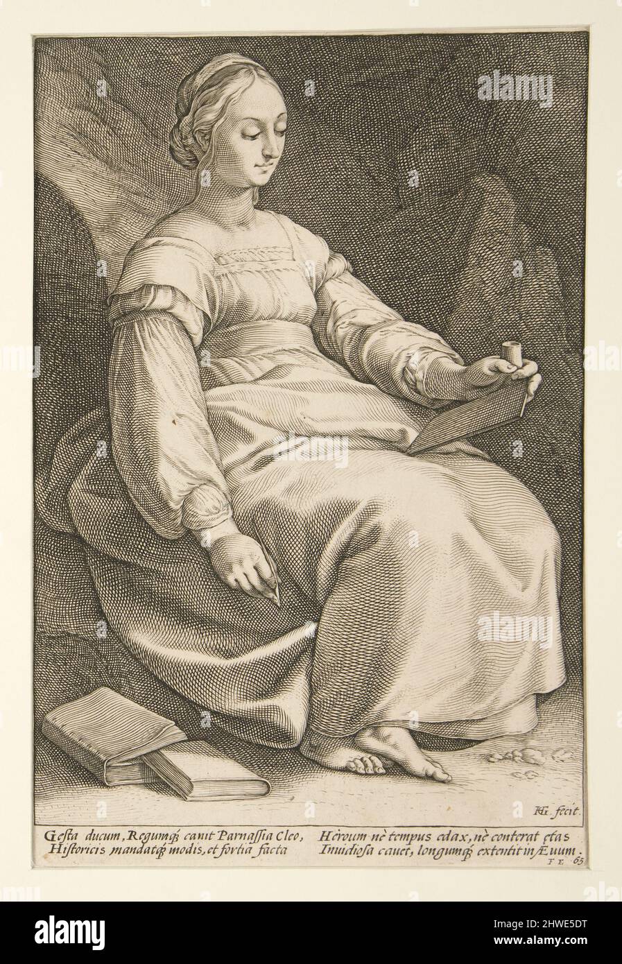 Le nove Muse: Clio, #4 in una serie di 9. Artista: Hendrick Goltzius, olandese, 1558–1617 Foto Stock