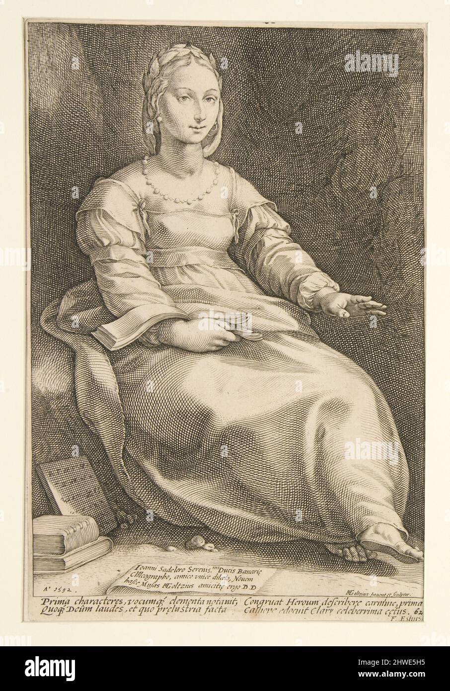 Le nove Muse: Calliope, #1 in una serie di 9. Artista: Hendrick Goltzius, olandese, 1558–1617 Foto Stock