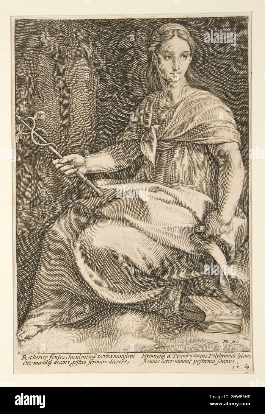 Le nove Muse: Polyhymnia, #8 in una serie di 9. Artista: Hendrick Goltzius, olandese, 1558–1617 Foto Stock