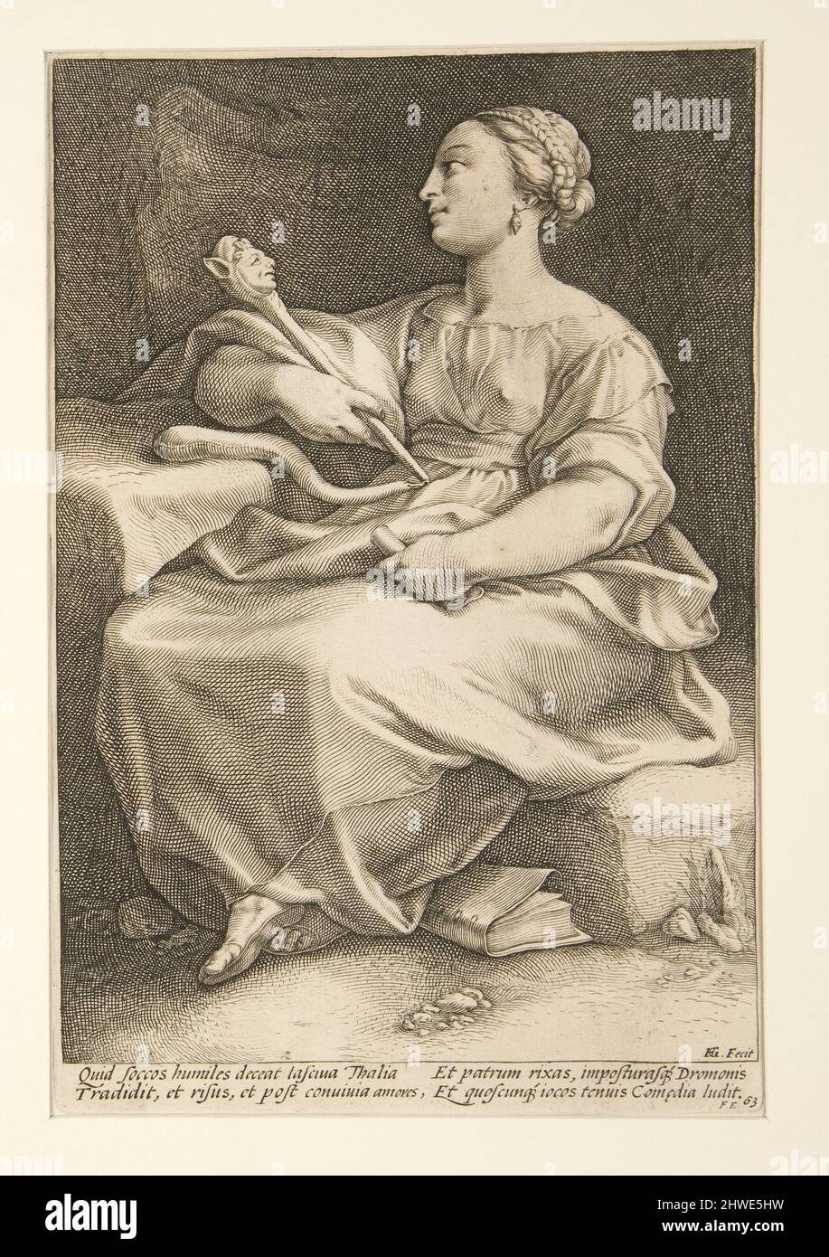 Le nove Muse: Thalia, #2 in una serie di 9. Artista: Hendrick Goltzius, olandese, 1558–1617 Foto Stock