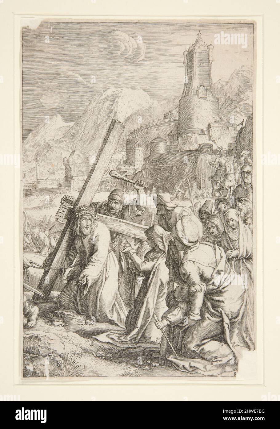 Cristo che porta la Croce. Artista: Sconosciuto dopo: Hendrick Goltzius, olandese, 1558–1617 Foto Stock