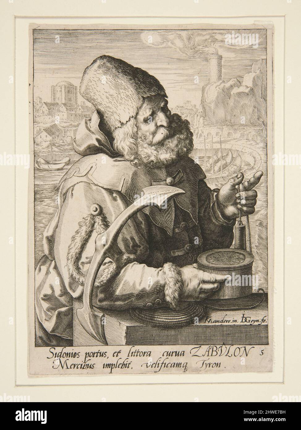 Zabulon, dei dodici figli di Giacobbe, fu un insieme di 12 stampe dopo van Mander. Incisore: Jacques de Gheyn II, olandese, 1565–1629After: Karel van Mander III, olandese, 1608-1670 Foto Stock