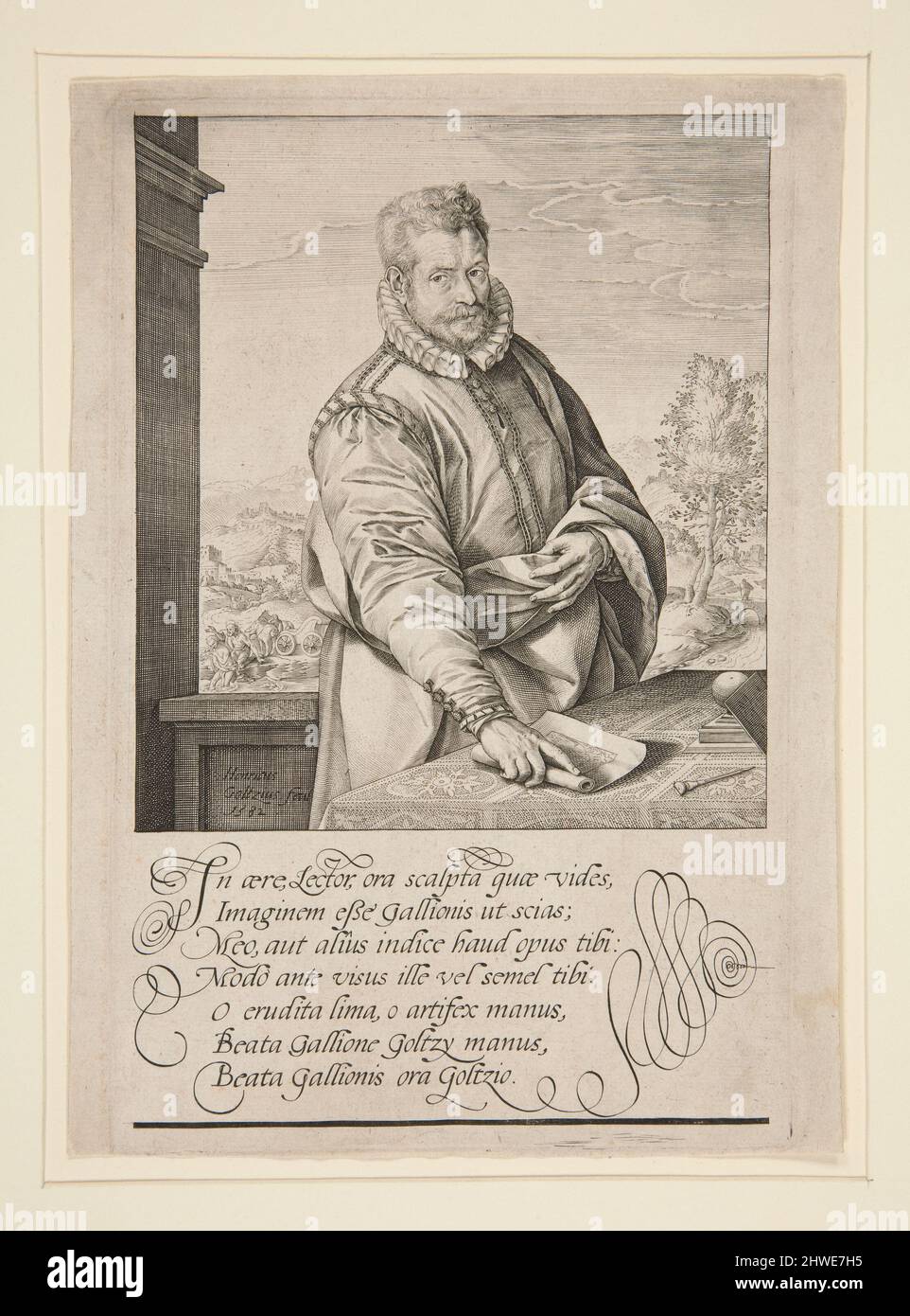 Ritratto di Filippo Galle. Artista: Hendrick Goltzius, olandese, 1558–1617 Foto Stock