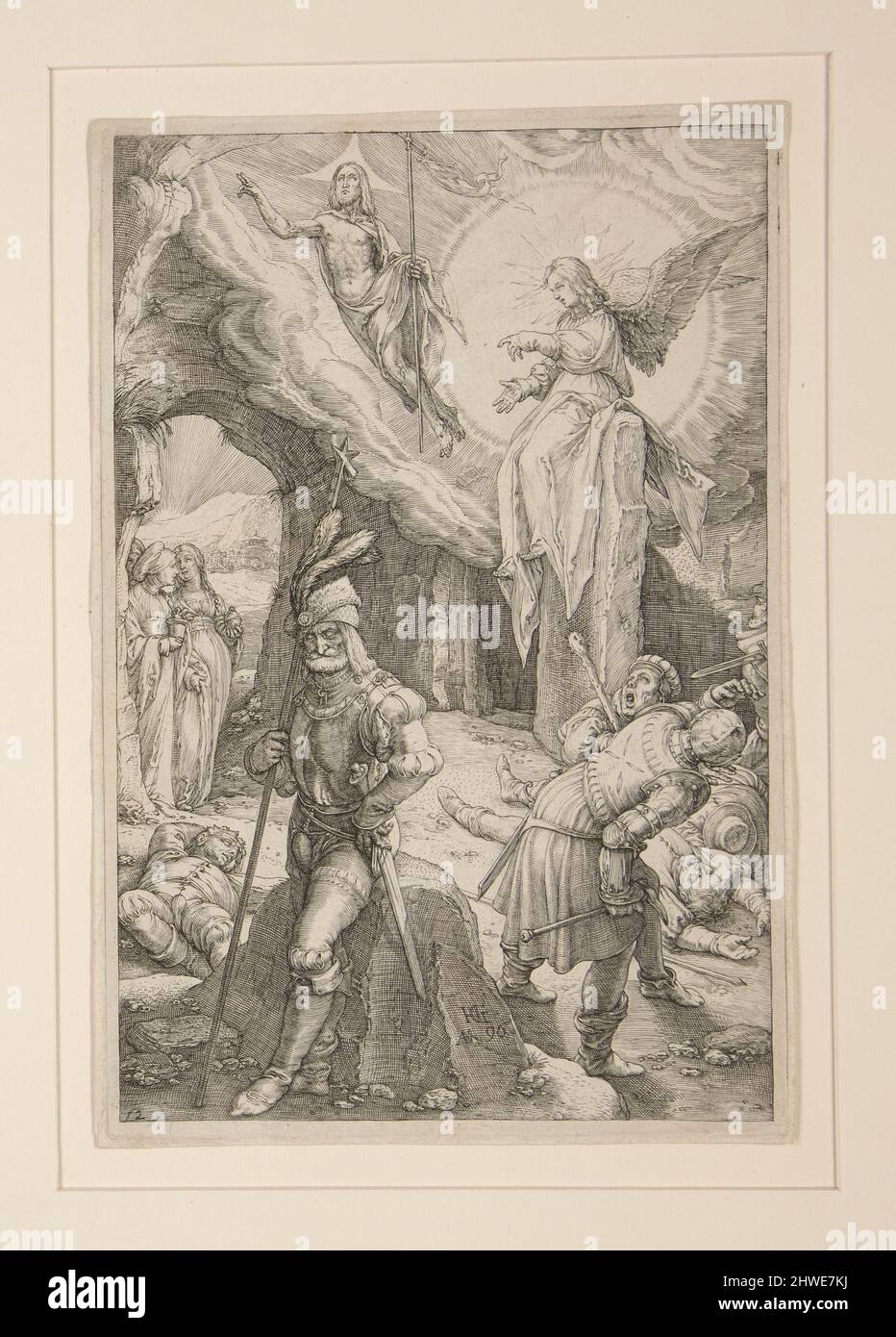La Resurrezione, dalla Passione, #12 in una serie di 12 incisioni. Artista: Hendrick Goltzius, olandese, 1558–1617 Foto Stock