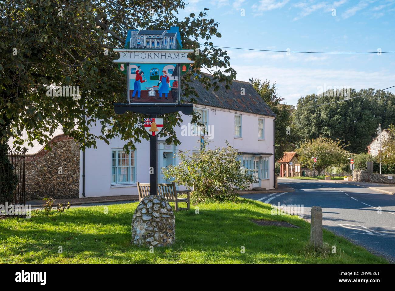 Il villaggio di Thornham sulla costa nord del Norfolk. Foto Stock