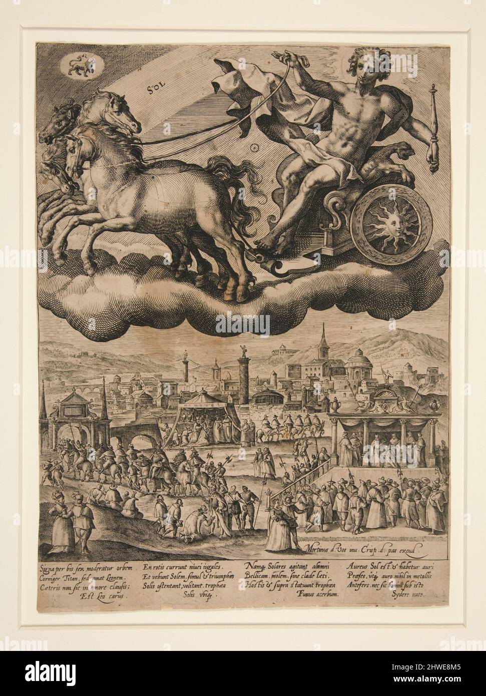 Sole (Sol), dalla serie sette pianeti. Incisore: Crispijn de Passe il Vecchio, Olandese, 1565–1637After: Maarten de Vos, Fiammingo, 1532–1603 Foto Stock