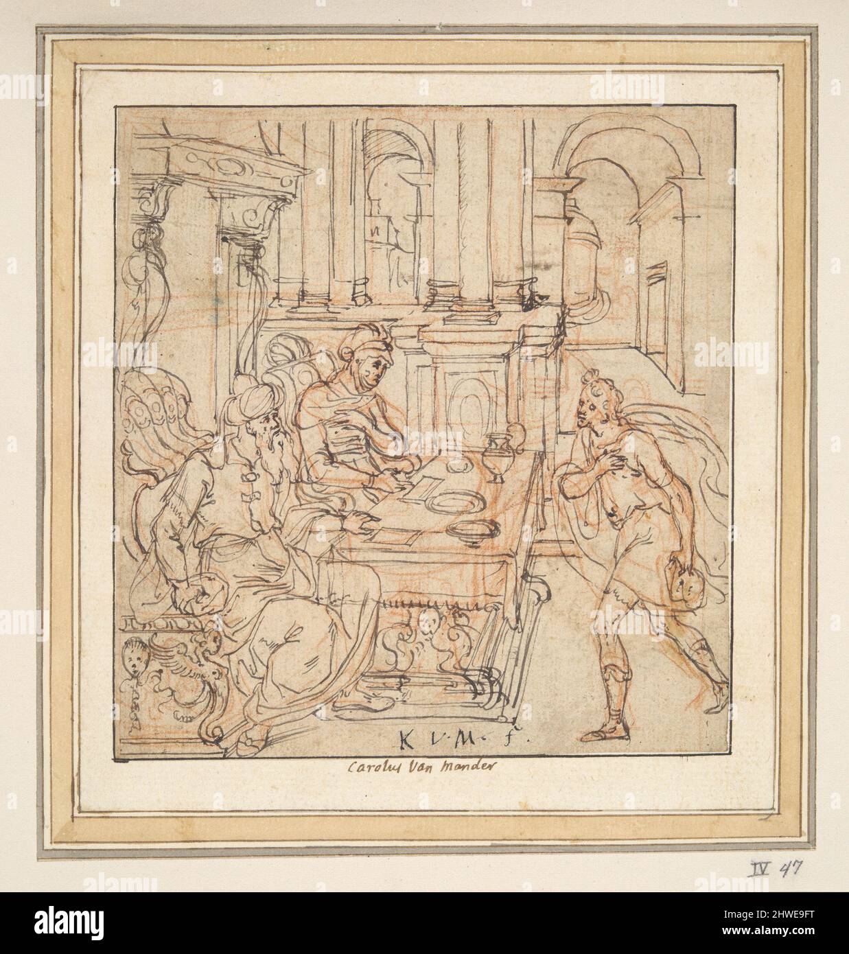 Il Figlio Prodigo che prende il permesso dai suoi genitori [?]. Artista: Karel van Mander i, olandese, 1548–1606 Foto Stock