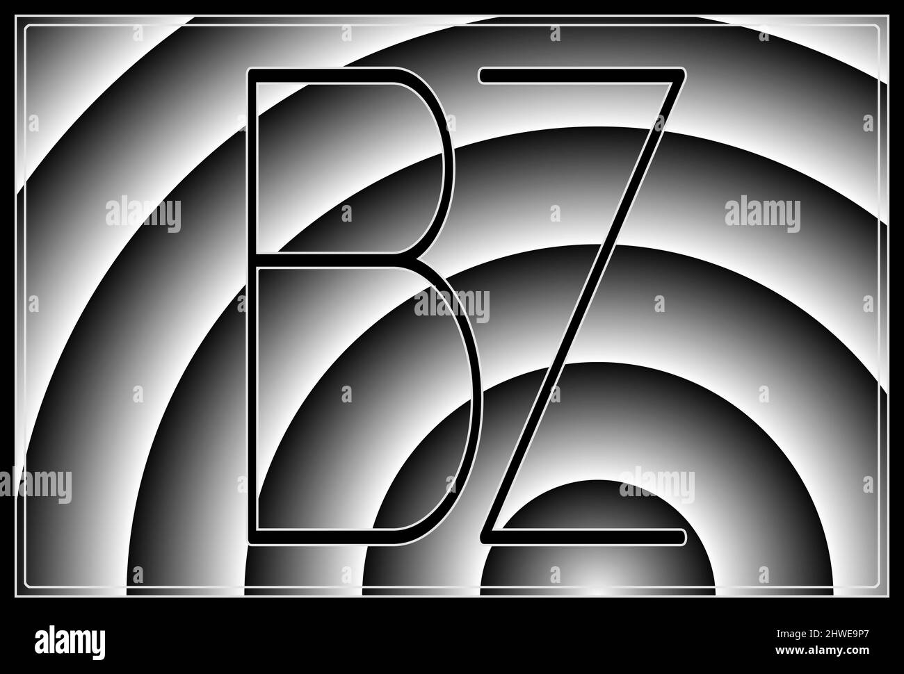 Firma con le due lettere maiuscole BZ , contur Foto Stock