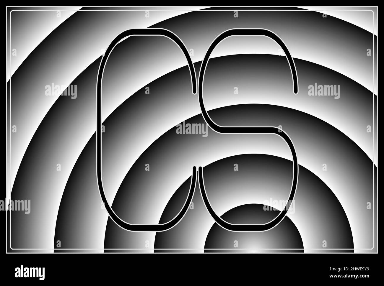 Firma con le due lettere maiuscole CS , contur Foto Stock