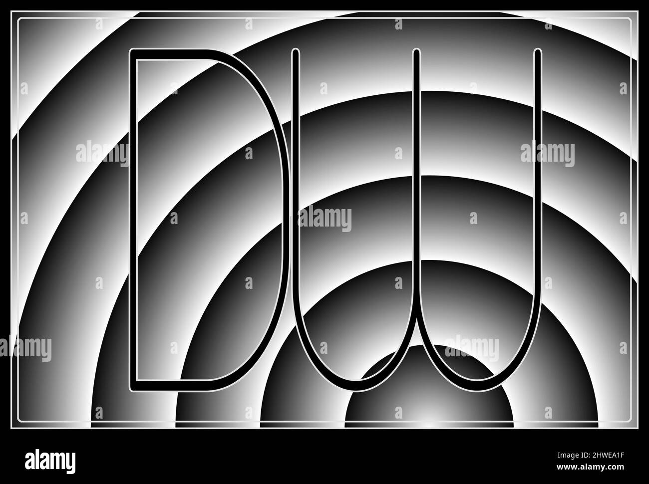 Firma con le due lettere maiuscole DW , contur Foto Stock