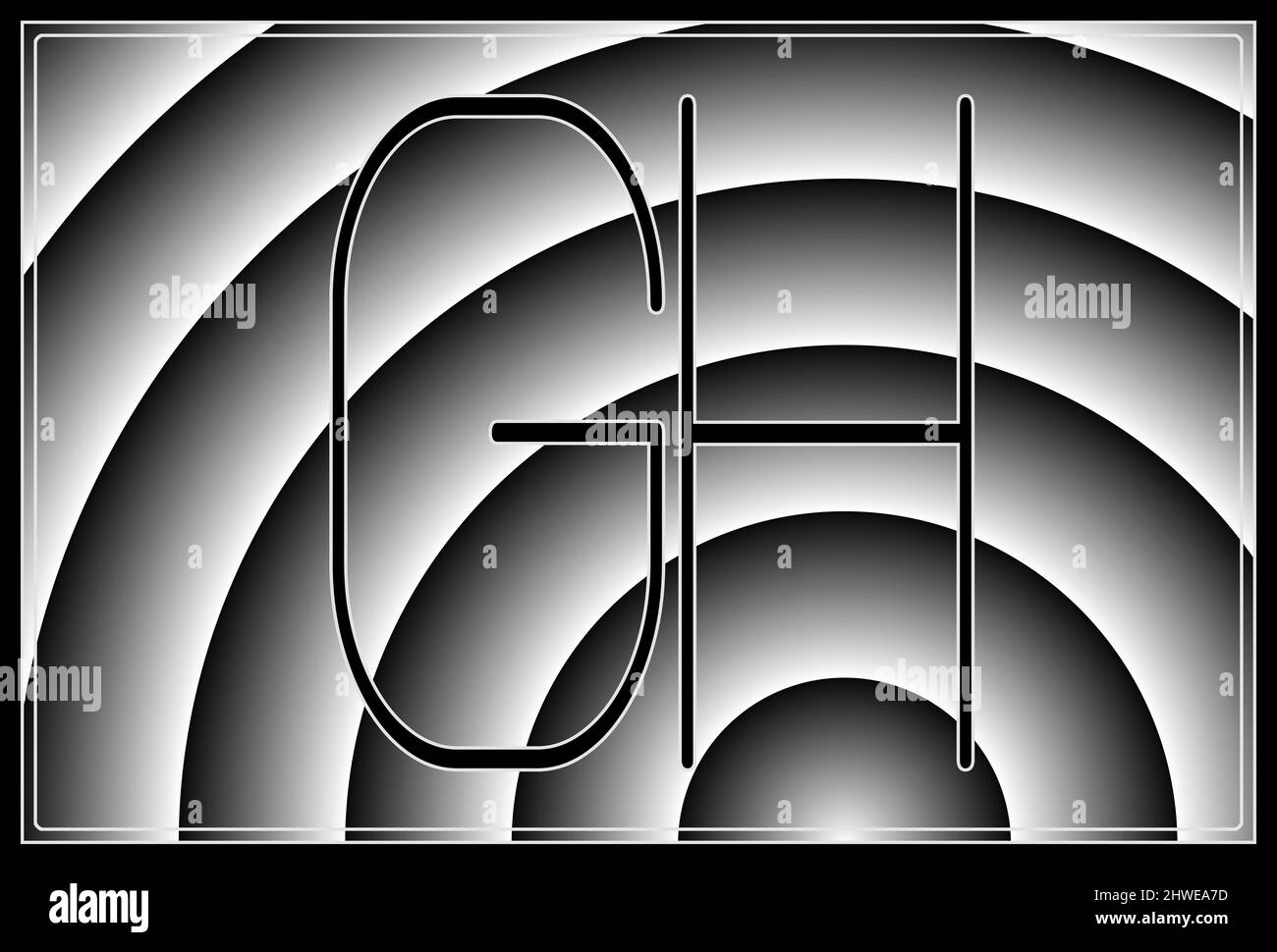 Firma con le due lettere maiuscole GH , contur Foto Stock