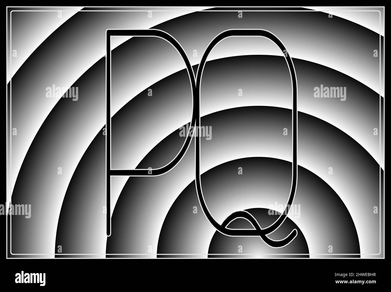 Firma con le due lettere maiuscole PQ , contur Foto Stock