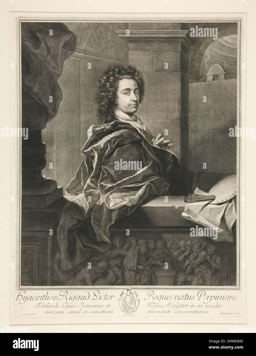 Hyacinthe Rigaud (1659-1743). Artista: Gérard Edelinck, Fiammingo, Francia attiva, 1640–1707 Foto Stock