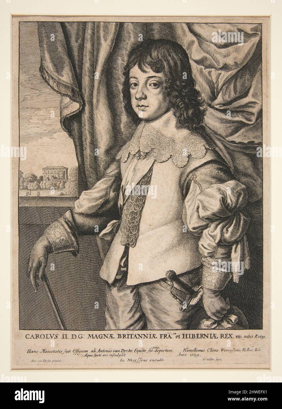 Carlo II. Etcher: Venceslao Hollar, Boemia, 1607–1677After: Anthony van Dyck, Fiammingo, 1599–1641 Foto Stock