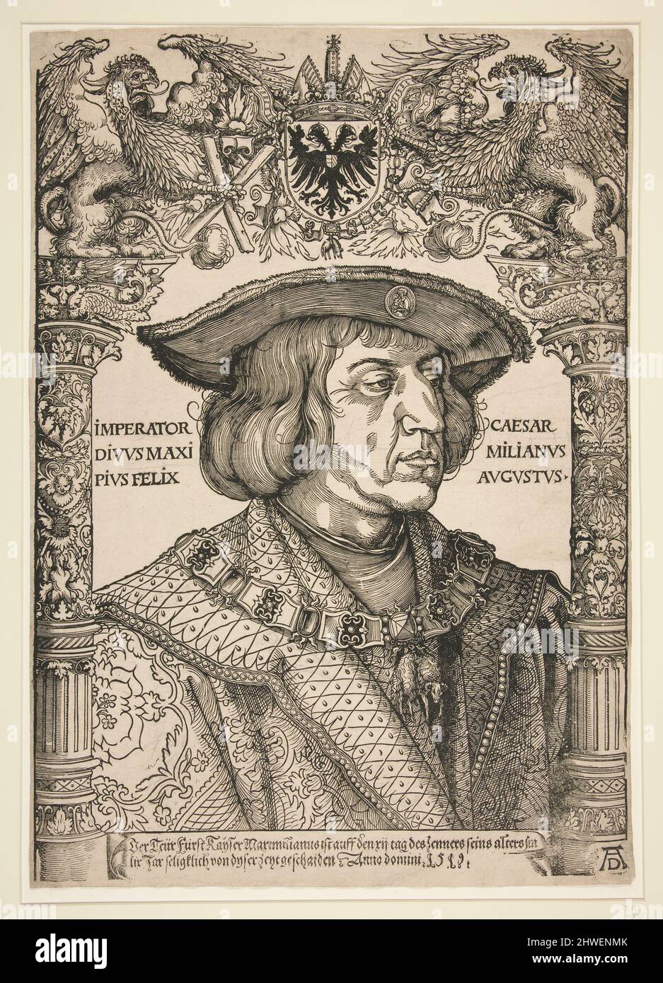 Ritratto di Massimiliano I. Taglierina: Sconosciuta dopo: Albrecht Dürer, tedesco, 1471–1528 Foto Stock