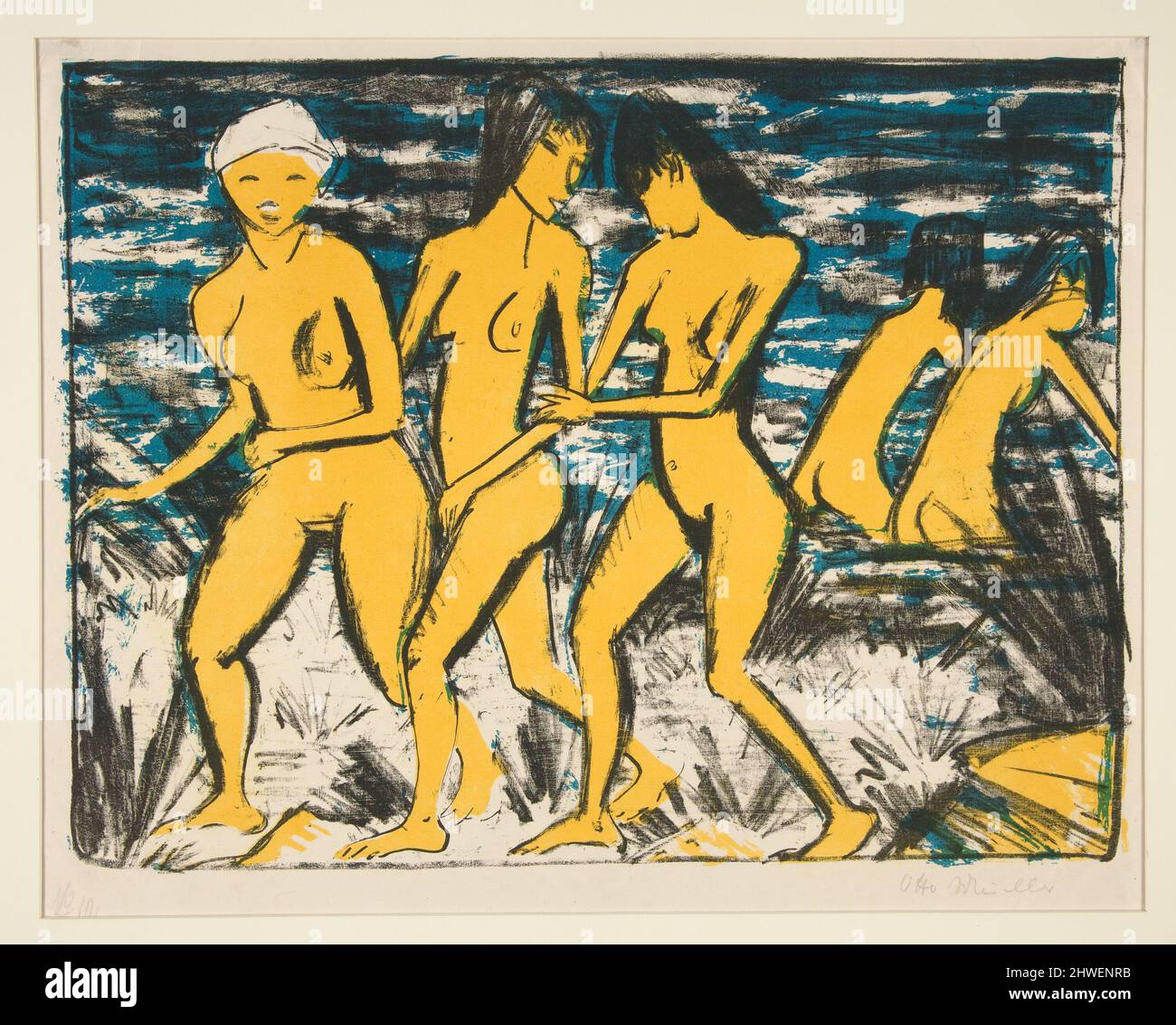 Bagnanti. Artista: Otto Mueller, tedesco, 1874–1930 Foto Stock
