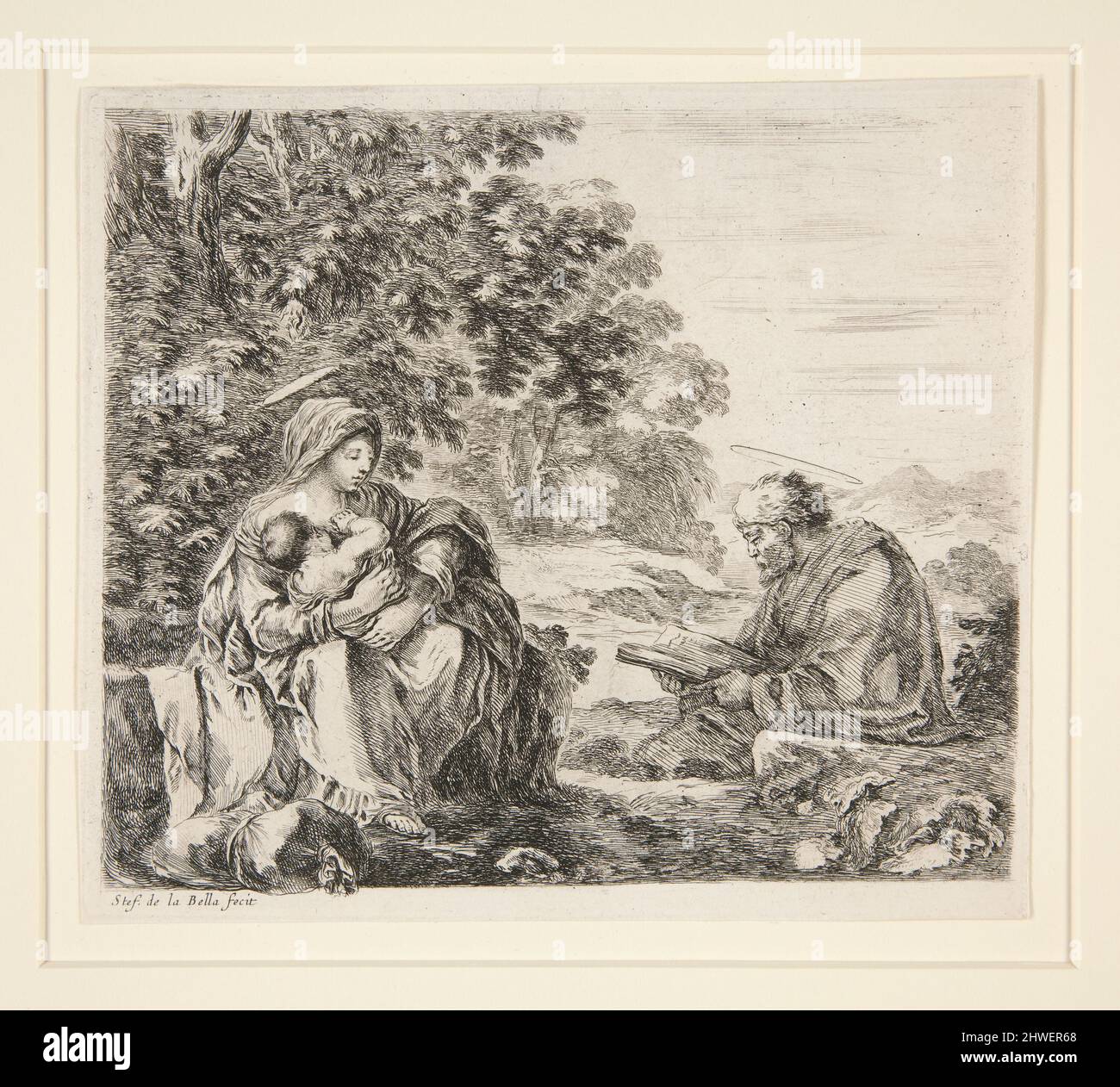 Riposa sul volo in Egitto. Artista: Stefano della Bella, italiano, 1610–1664 Foto Stock