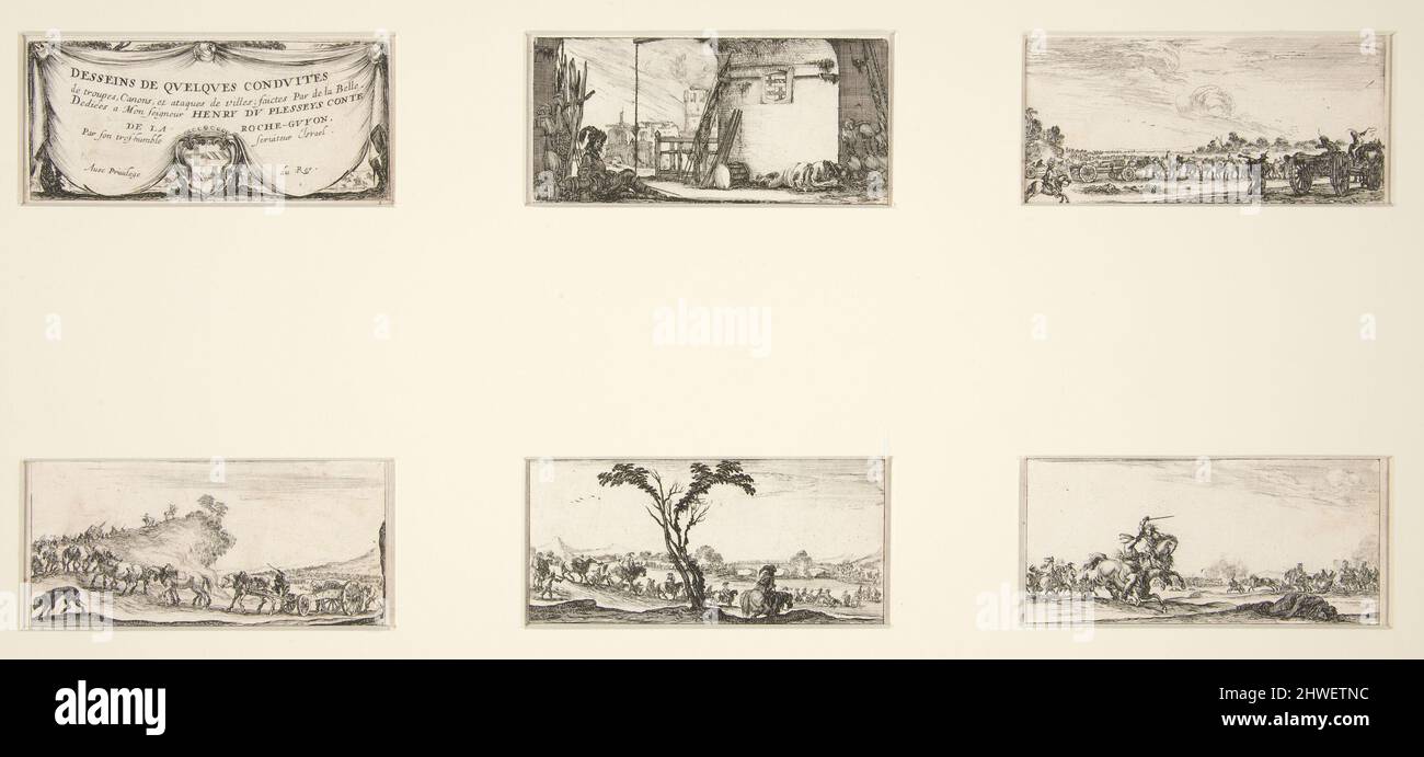 Dessins de quelques Conduites de Troupes, set di dodici incisioni. Artista: Stefano della Bella, italiano, 1610–1664 Foto Stock