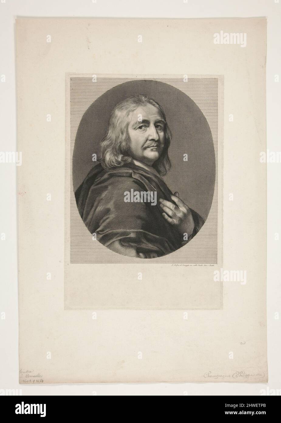 Ritratto di Phillippe de Champaigne. Artista: Delfino Delfini di Correggio, italiano, 1802–1843After: Philippe de Champaigne, fiammingo, 1602–1674 Foto Stock