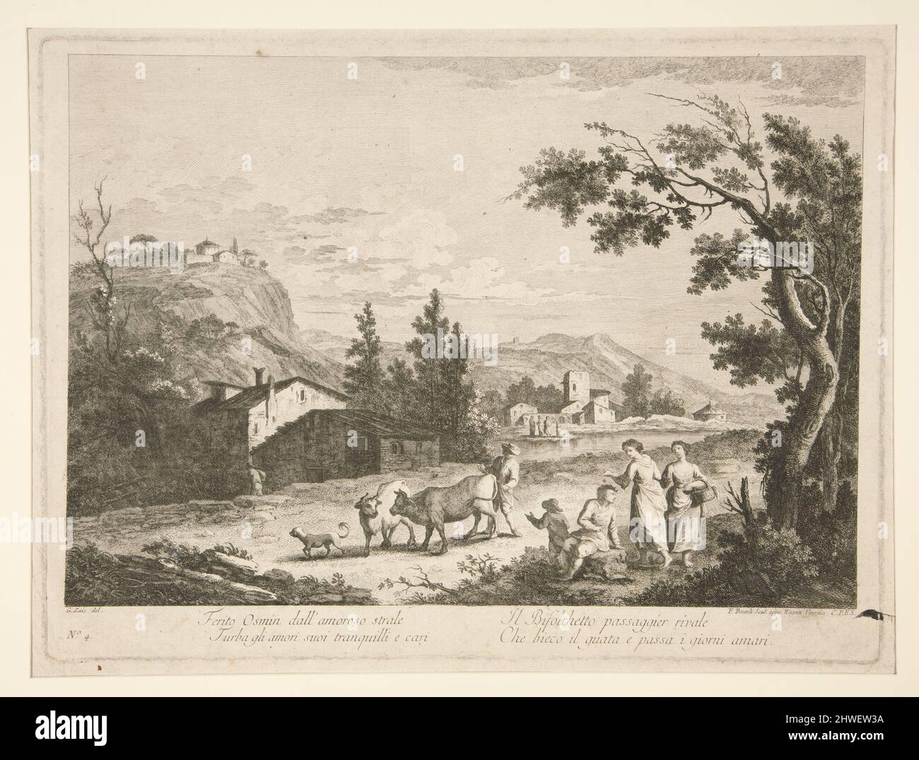 Paesaggio con rovine, da una serie di 4. Artista: Fabio Berardi, italiano, 1728–1788After: Giuseppe Zais, italiano, 1709–1781 Foto Stock