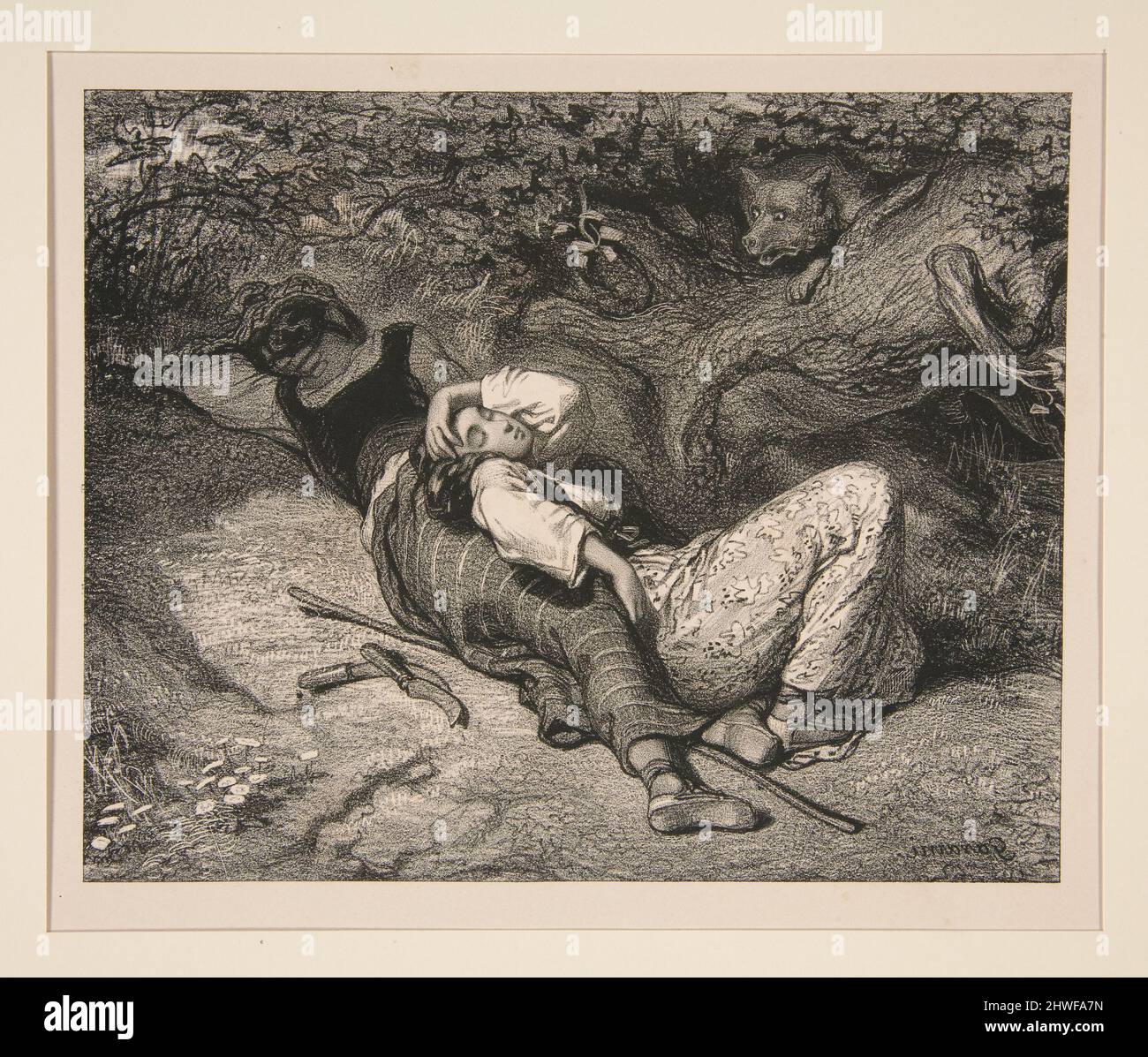 Le Loup. Artista: Paul Gavarni, francese, 1804–1866 Foto Stock