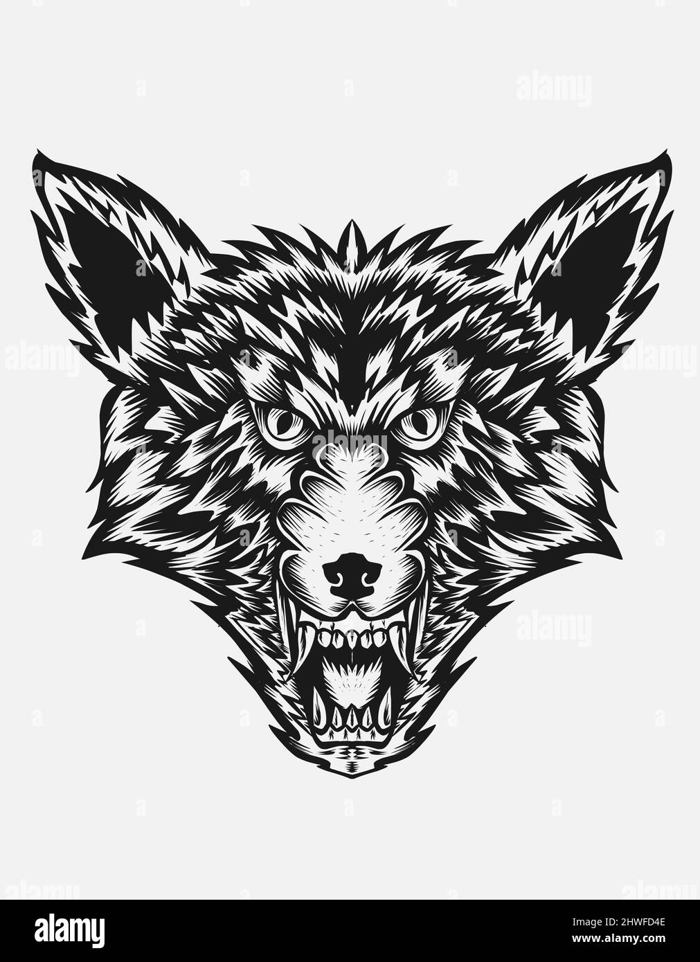 illustrazione vettore lupo testa arrabbiato faccia Illustrazione Vettoriale