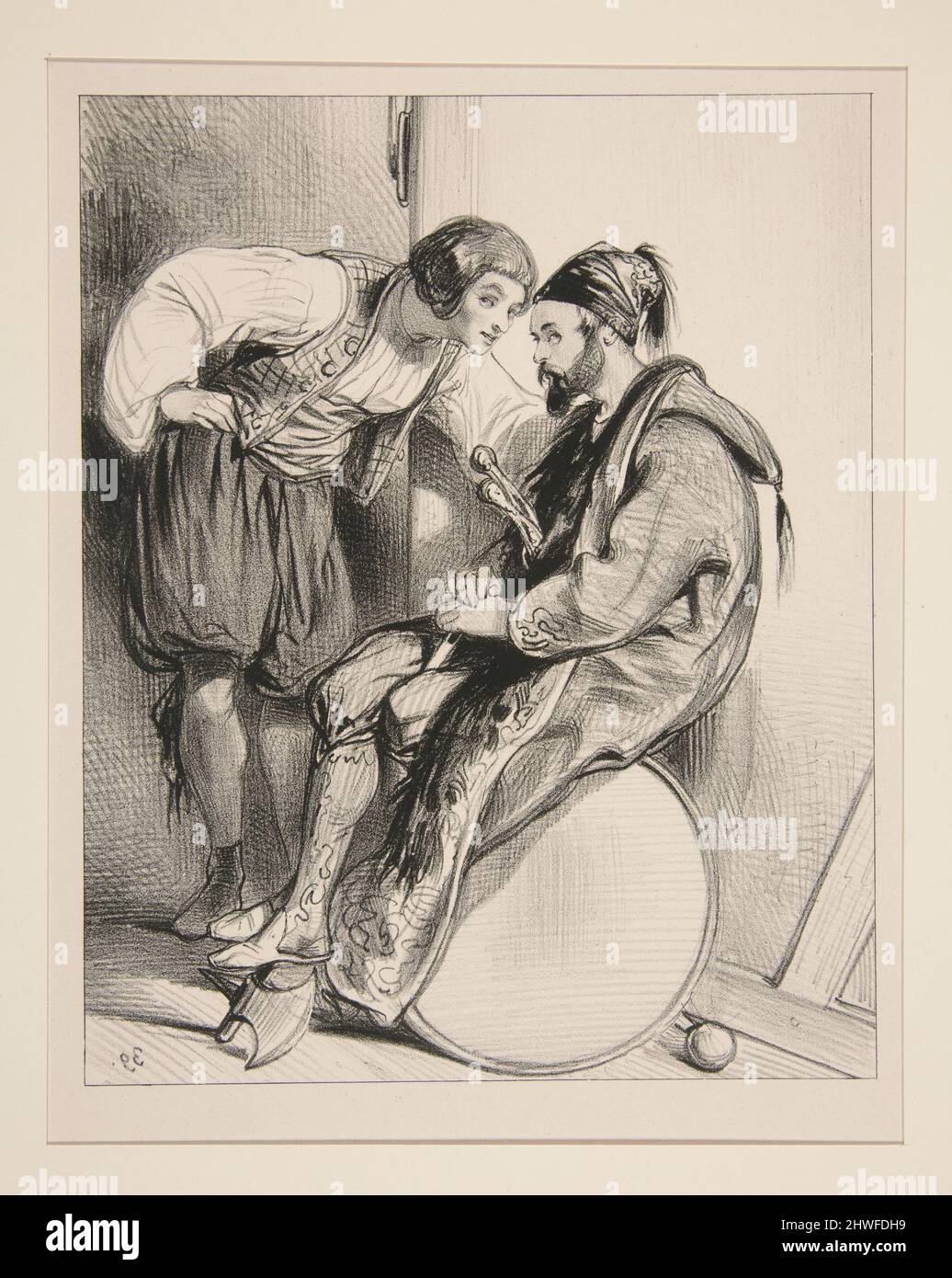 (Le Villageois) Qu’aimes-tu mieux de la jambe d’Irma ou…. Artista: Paul Gavarni, francese, 1804–1866 Foto Stock