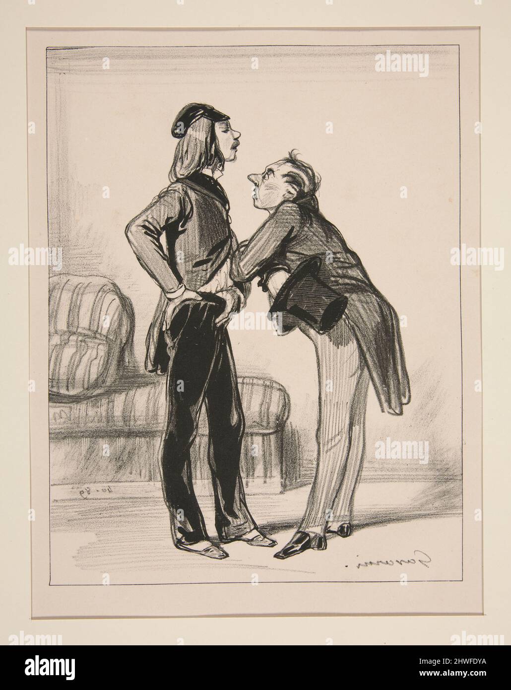 Mosieur, j'siis Cocardeau! - EH bien?…. Artista: Paul Gavarni, francese, 1804–1866 Foto Stock