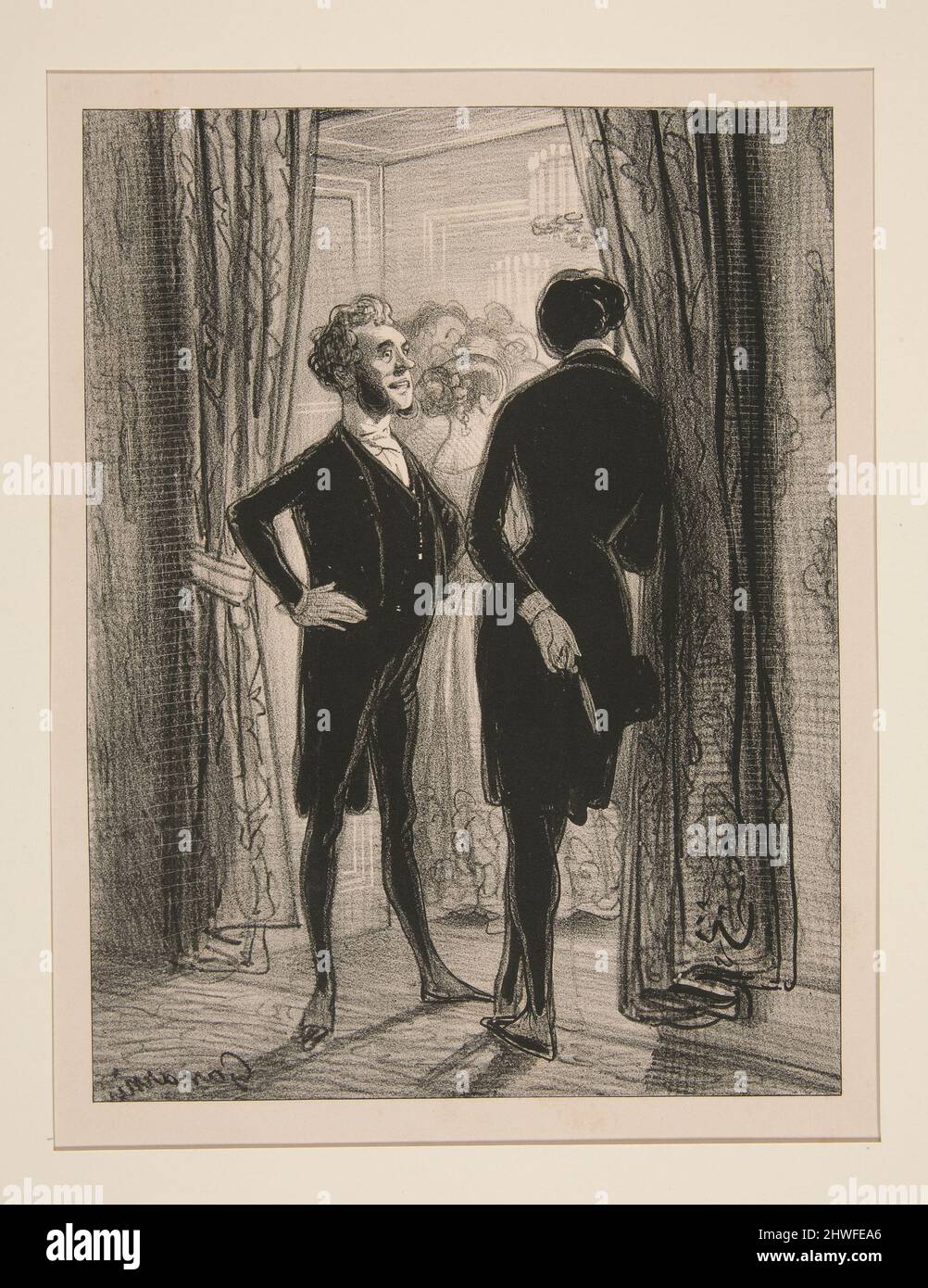 Voyons mauvais sujet! trouvez-vous que nos bals vaillent bien…. Artista: Paul Gavarni, francese, 1804–1866 Foto Stock