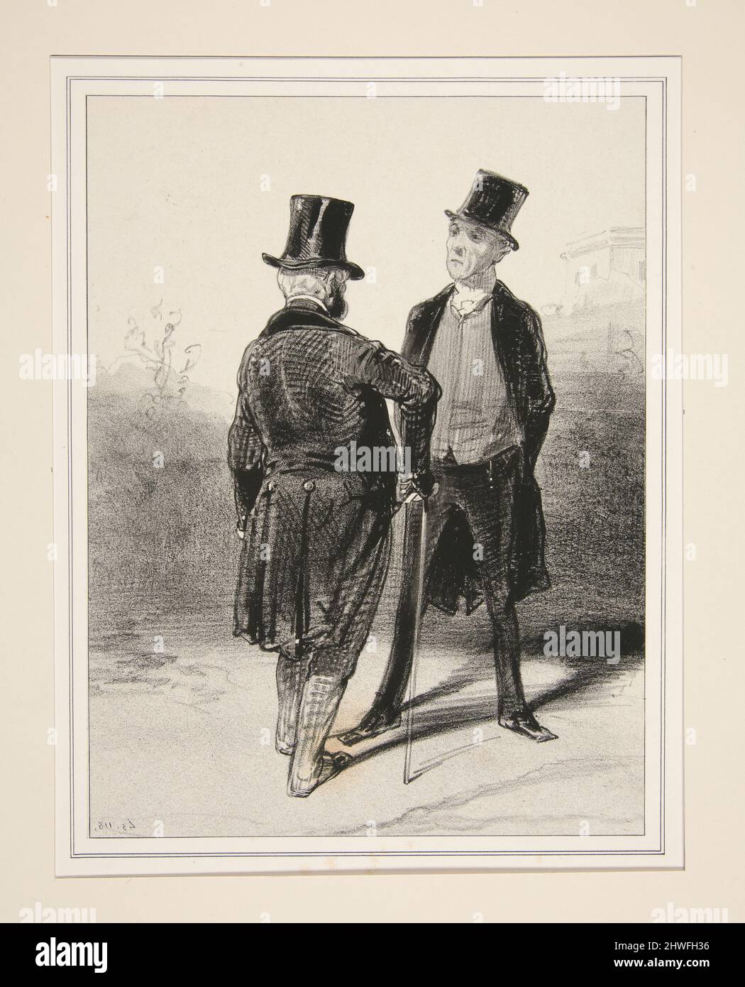 EH! Parbleu, c'est chez mademoiselle de Beaupertuis que j’ai eu l’honneur de faire votre connaissance.. Artista: Paul Gavarni, francese, 1804–1866 Foto Stock