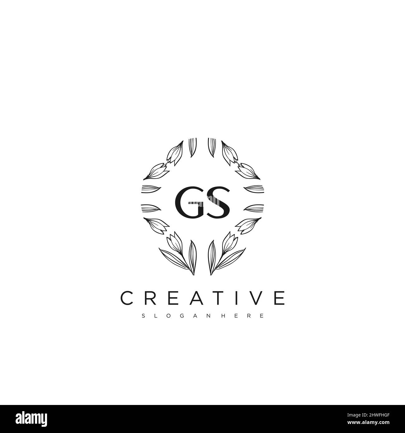 GS Initial Letter Flower Logo Template vettore premium Illustrazione Vettoriale